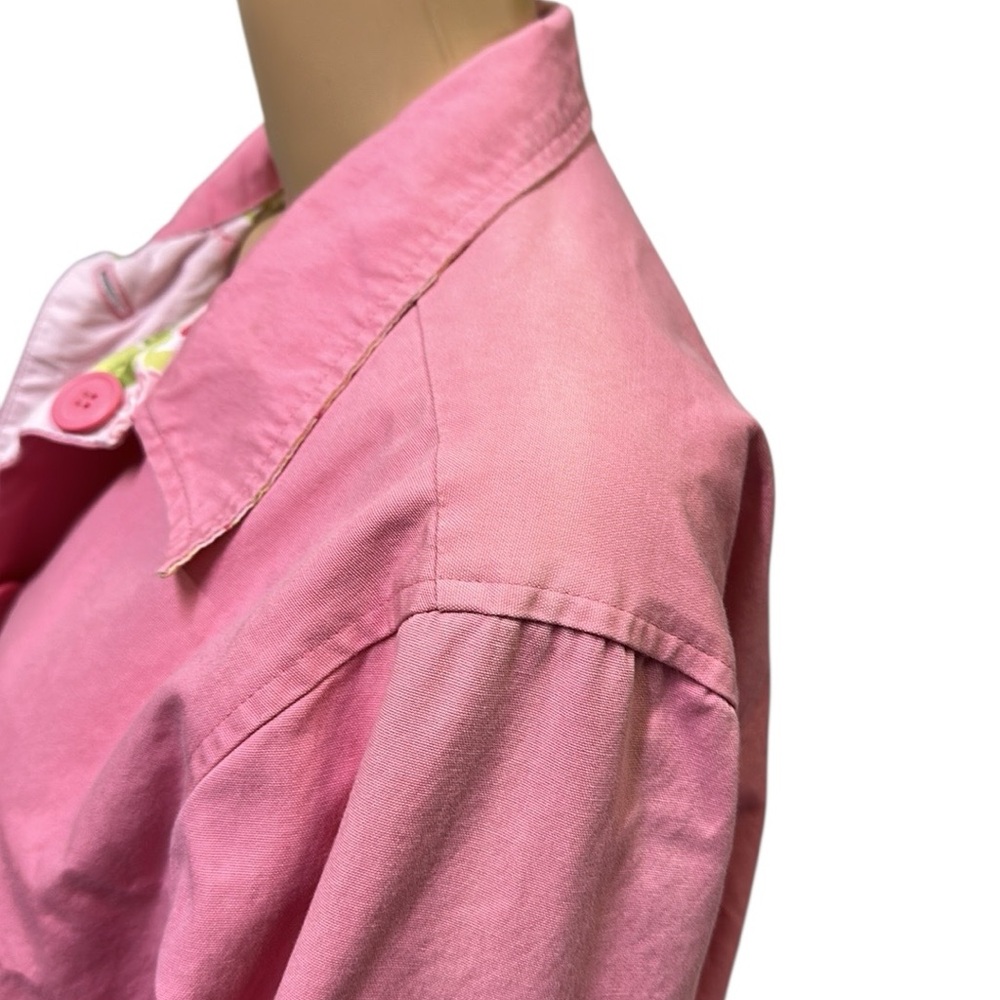 Vintage Pink Floral Reversible Button Flap Pockets Collared Jacket Coat Size XL - Picture 15 of 16